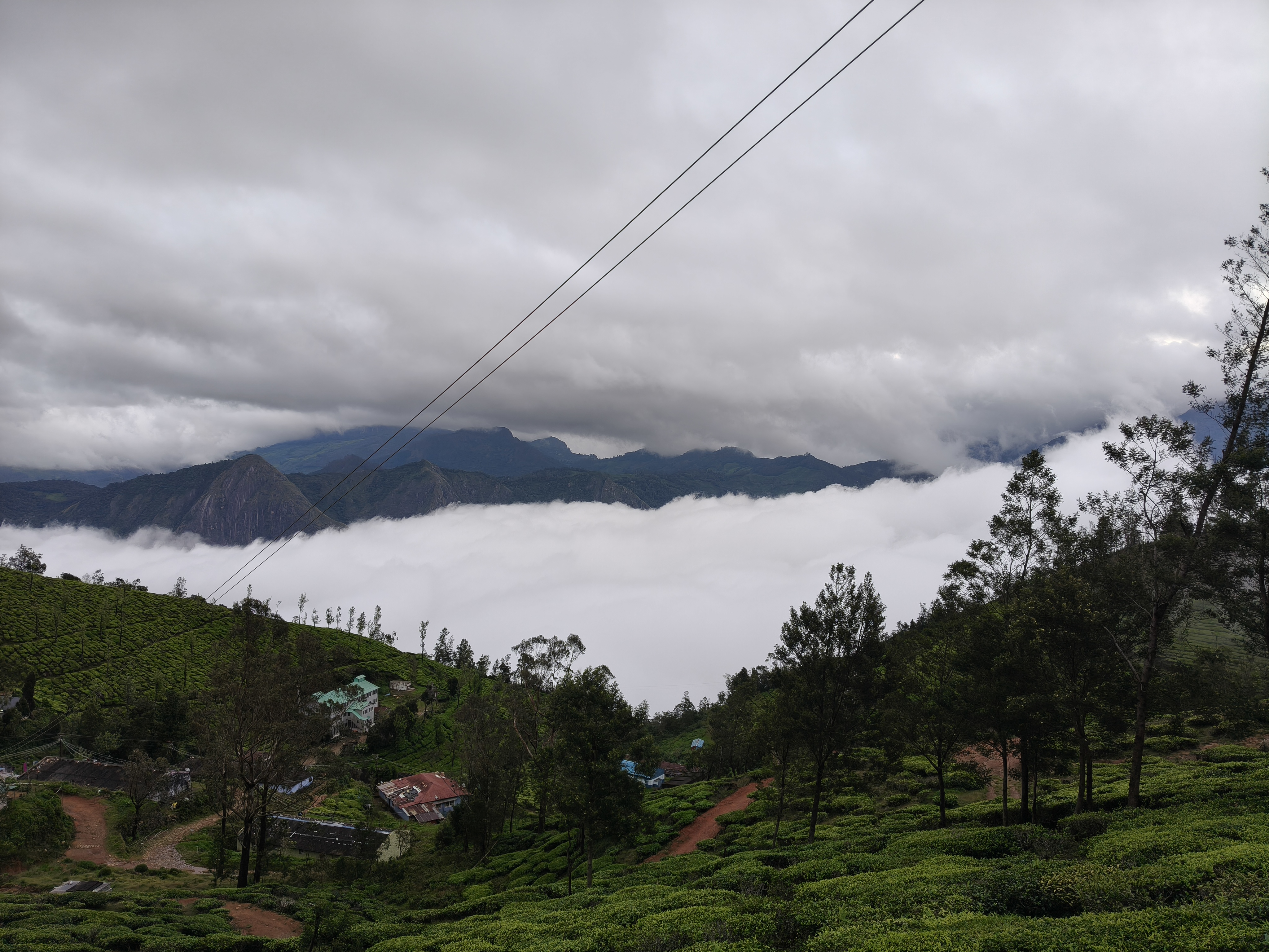 Kolukkumalai sunrise mountain view with mist-covered valleys and scenic hills